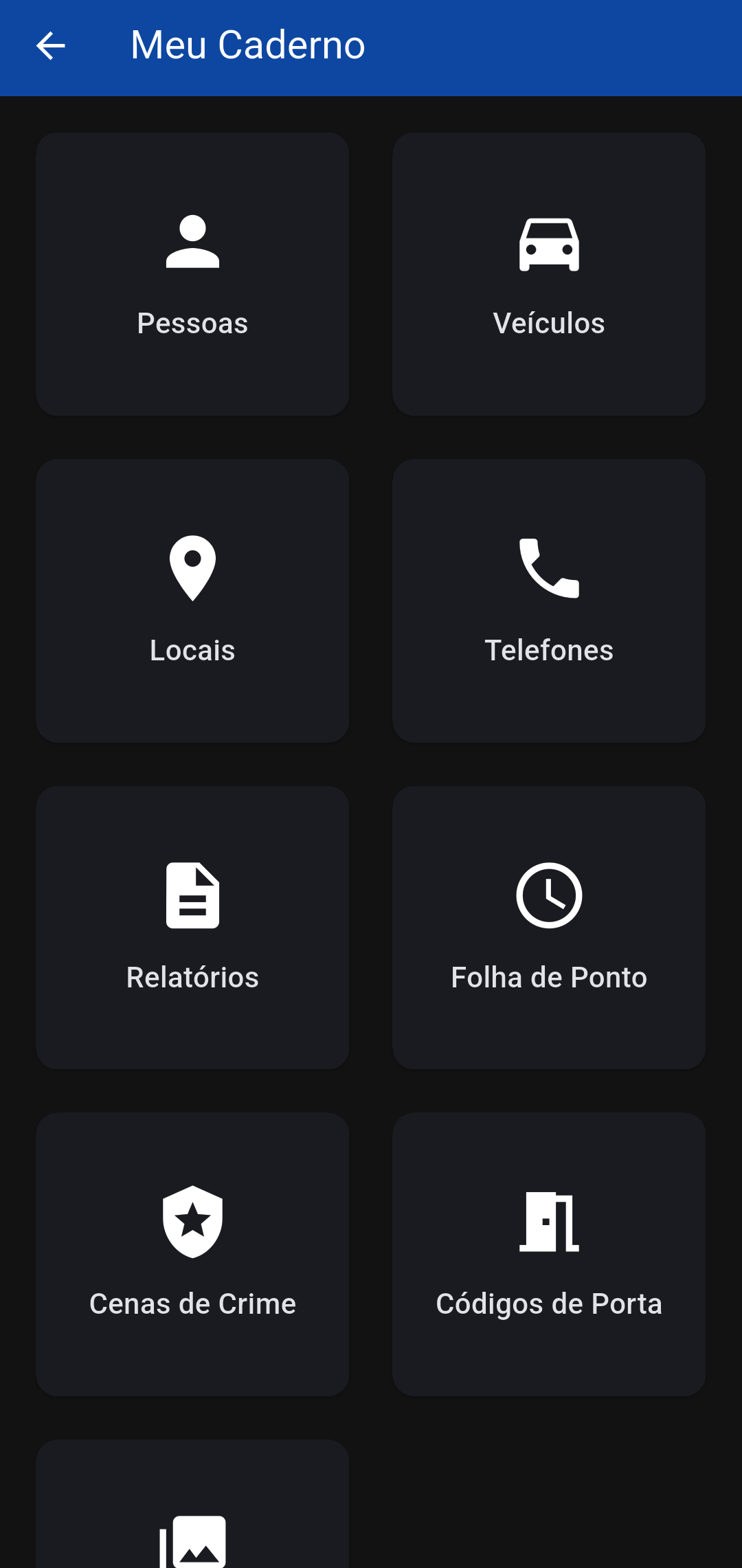 Tela do Meu Caderno.